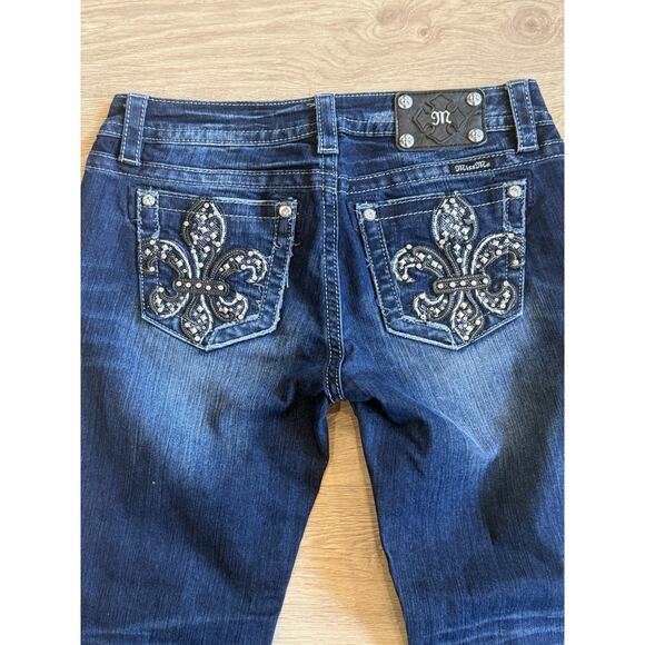 Miss Me Signature Boot Flour De Lis Embroidered Pockets Jeans Women’s 32x30 Blue - Picture 10 of 11